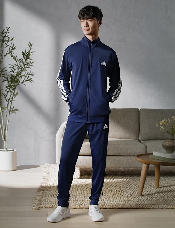 adidas Vestuário Desportivo Masculino Basic 3 Stripes Tricot Fato de Treino, Azul (Azul Escuro), M — foto 2 de 4