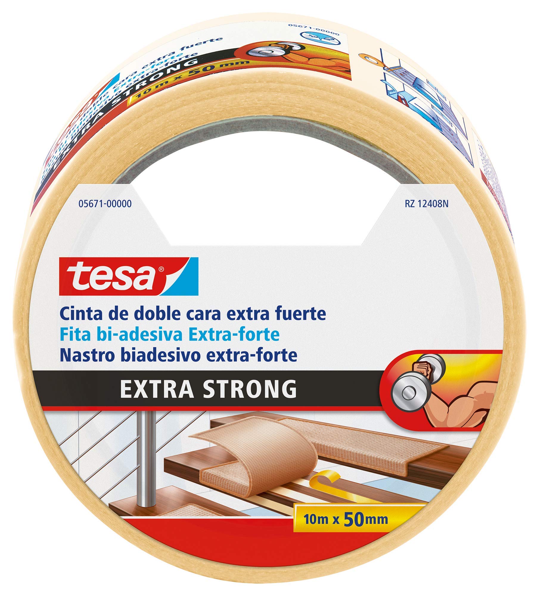 Cinta Doble Cara Extra Fuerte 10m x 50mm Beige