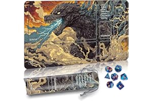 Partypda MTG Mat TCG DND Playmat with Storage Bag & 7 Dice | Waterproof Non-Slip Surface | Premium Edge-Locking Design | Play Mat with Zones for Magic Playmat Gaming Mat (Atomic Wrath)