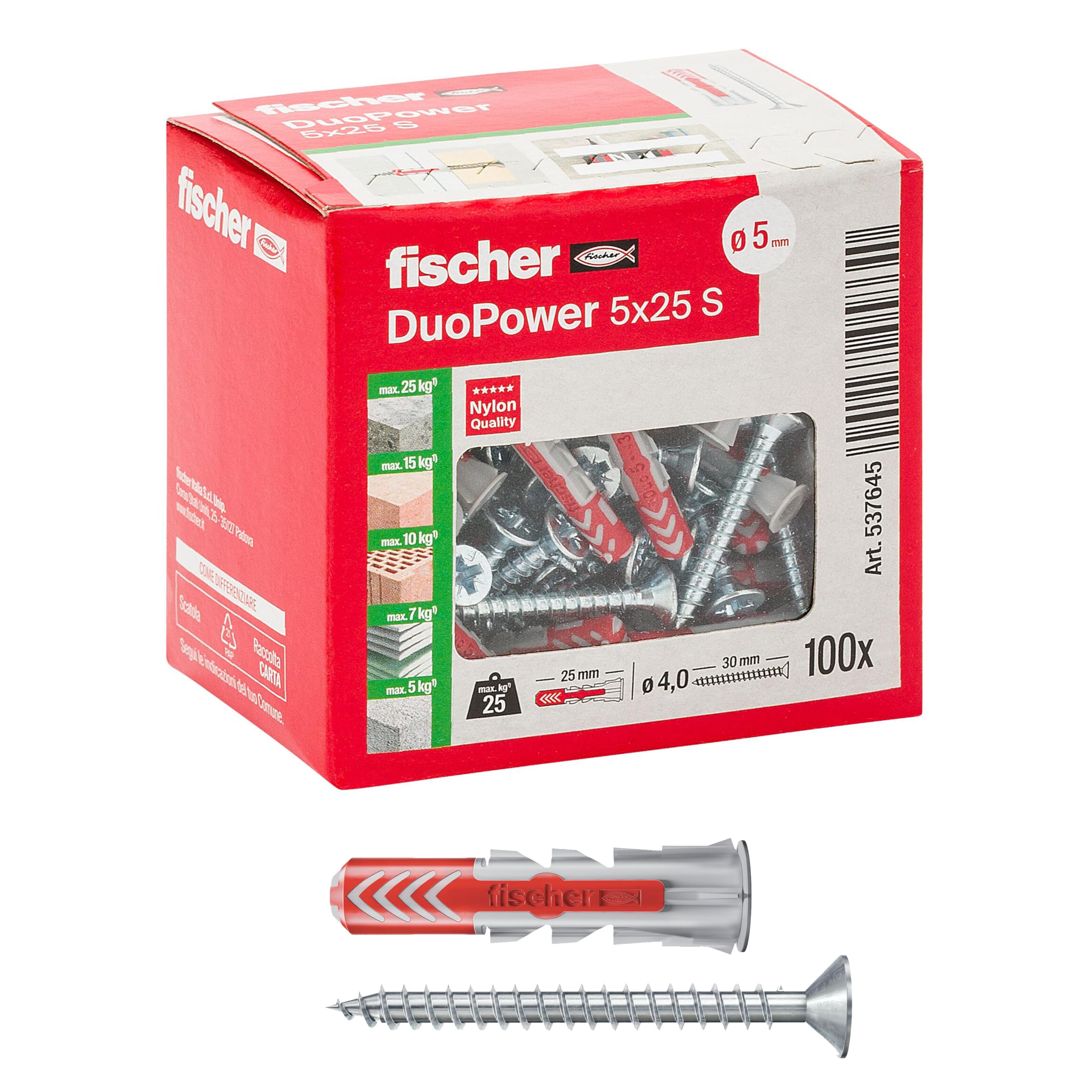 Fischer Italy SRL Dowels "DUOPOWER 5 S C/Screw