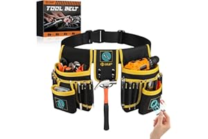 UUP Magnetic Tool Belt for Men, 26 Pockets Heavy Duty Tool Pouch, Magnet Holster Nail Utility Toolbelt Detachable Adjustable Waist Holder for Handyman Contractor Mechanic Plumber Roofer Carpentry Dad Gift