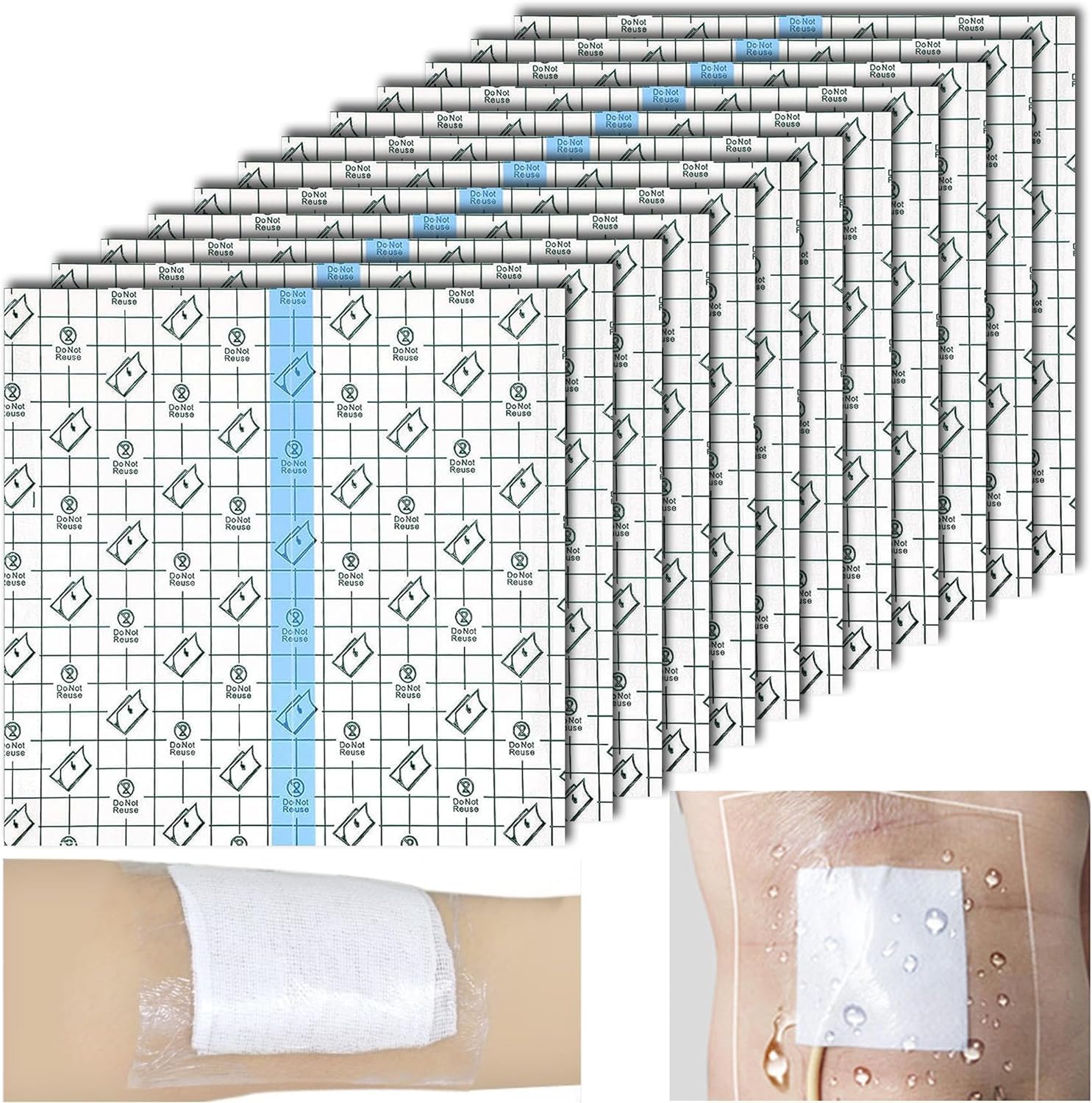 Photo 1 of 25PCS Waterproof Dialysis Catheter Shower Cover (7.8"x7.8"), Adhesive PICC Line Shower Cover, Stretchable Wound Cover for Showering & Tattoo Cover for Swimming,Shower Shield to Keep Protected Area Dry