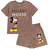 Disney Mickey Mouse Vintage Wash T-Shirt and Shorts Outfit Set Toddler to Big Kid Sizes (2T - 10-12)