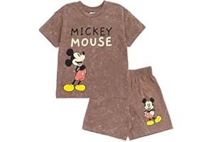 Disney Mickey Mouse Vintage Wash T-Shirt and Shorts Outfit Set Toddler to Big Kid Sizes (2T - 10-12)