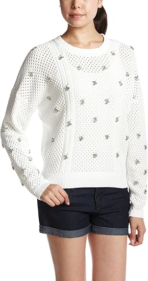 Amazon スナイデル Snidel ビジューニットプルオーバー Swnt1312 Wht Wht F セーター 通販