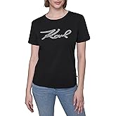 Karl Lagerfeld Womens Short Sleeve Trendy Bling Logo T-Shirt