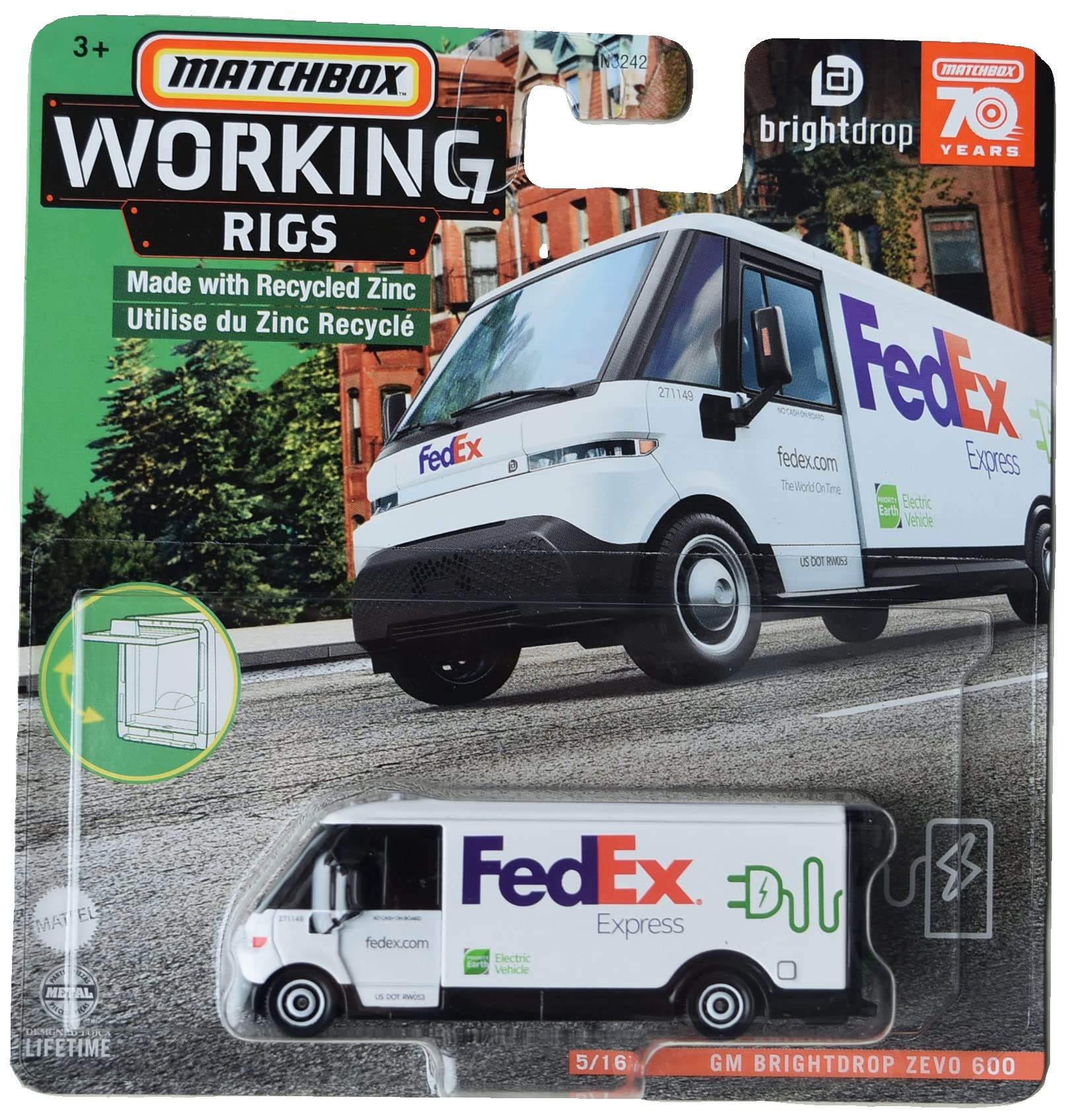 Matchbox Brightdrop Zevo 600, Working Truck, 1:64 Scale, Unisex, 3+ Years