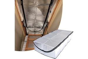 PAPILLON Attic Door Insulation Cover for Attic Ladder 25x54x11 Inch Fireproof Aluminum Foil Tent with Zipper Access - R-14.5 All-Season Energy Saver for Stairs Openings