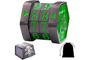 ALOBGHDC Metal MTG Life Counter Wheel Metal Magic Life Counter MTG Health Tracker with High Grade Gift Box Package for Board Games, Cards Games, TTRPGs, Compatible with MTGs(Black Nickel_Green)