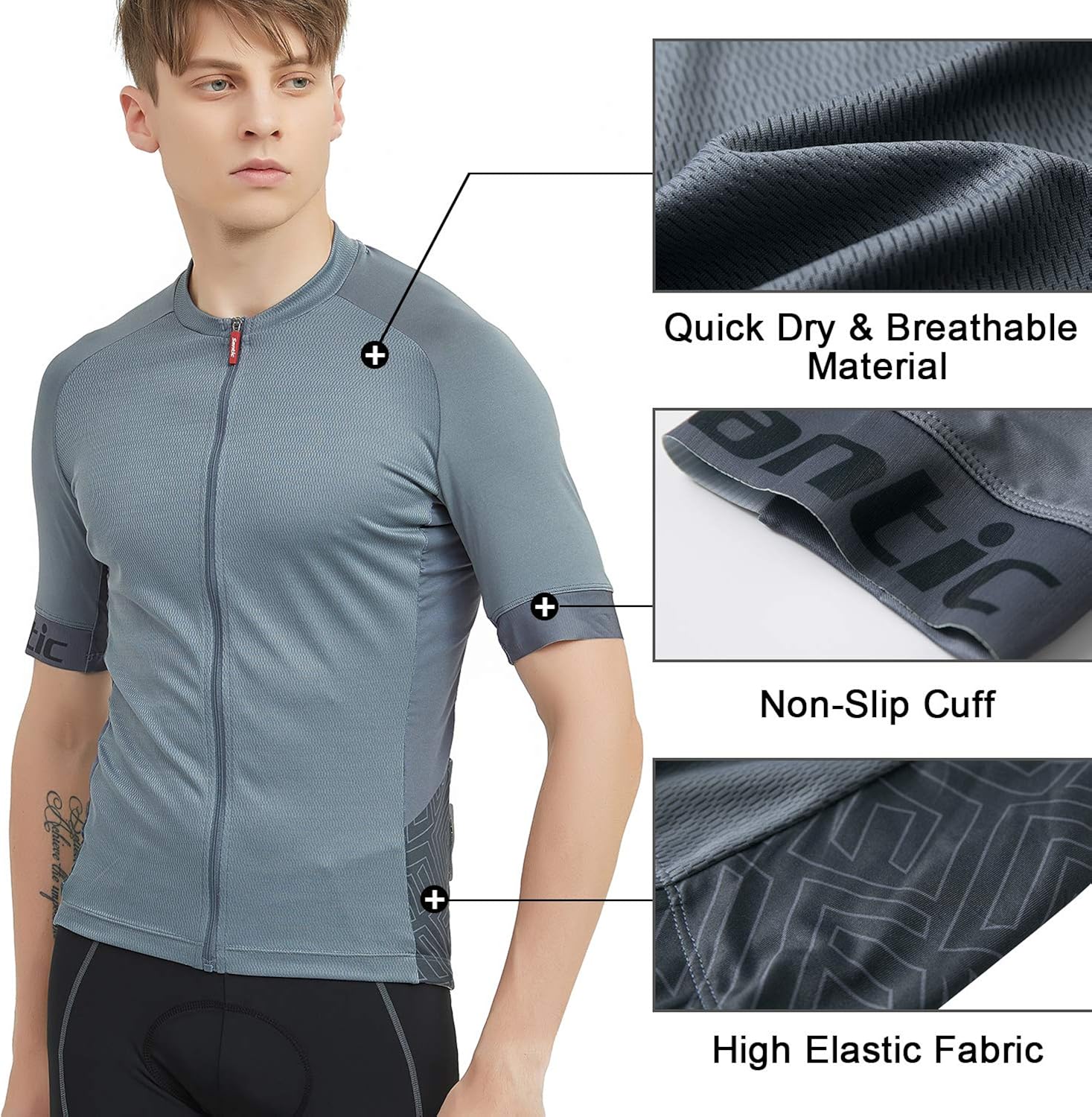 Santic Men’s Cycling Jersey Short Sleeve Bike Shirts for Men Bicycle Jacket with Pockets Breathable & Quick Dry Yorkson: Clothing
