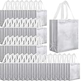 Eccliy 80 Pieces Gift Bags Set Glossy Reusable Tote with Handle Grocery Bags for Wedding, Easter, Valentines, Spring Events(10 x 8 x 4.7 Inch,Silver)