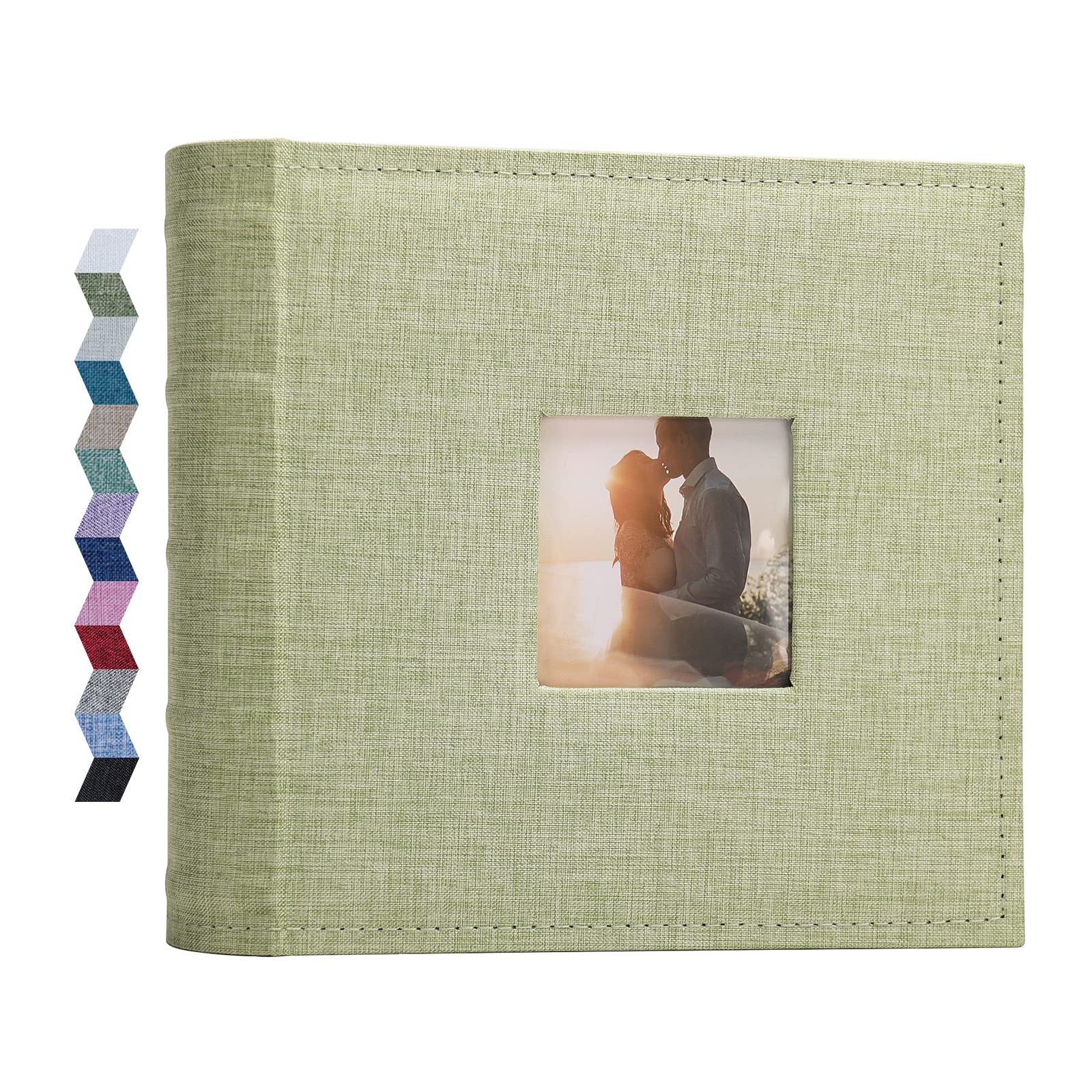 Vienrose Photo Albums 6x4 (15x10 cm) 200 Pockets Linen Cover with Memo Spaces Photobook Large Capacity Pictures Album Memory Book for Wedding, Family, Baby, Holidays, Special Occasions, Light Green