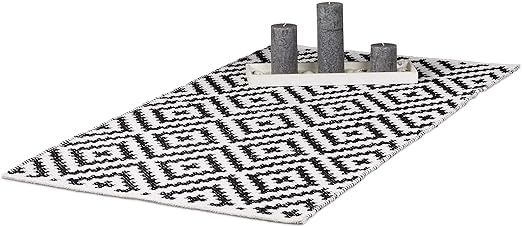 Relaxdays Teppich Baumwolle Laufer Rutschfest Teppichlaufer Flur Gewebt Wohnzimmerteppich 70x140 Cm Schwarz Weiss Amazon De Kuche Haushalt