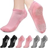 COZYOFFI Pilates Grip Socks for Women: 6 Pairs Non Slip Yoga Socks for Workout Hospital House
