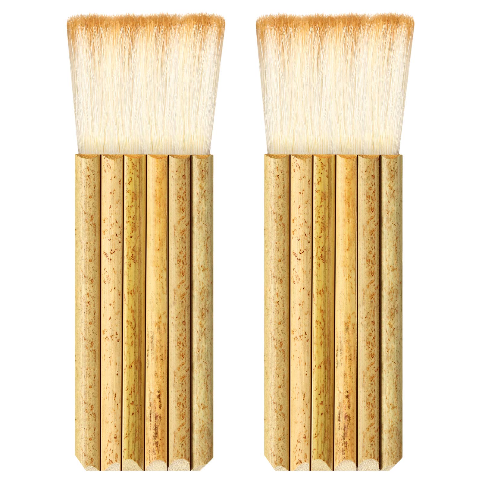 Photo 1 of Tenare 2 Pcs Bamboo Blender Hake Brush for Watercolor Ceramics Paint Applicator Artist Craft Drawing Brushes for Watercolor, Wash, Ceramic and Pottery Glaze Painting(Classic Style)