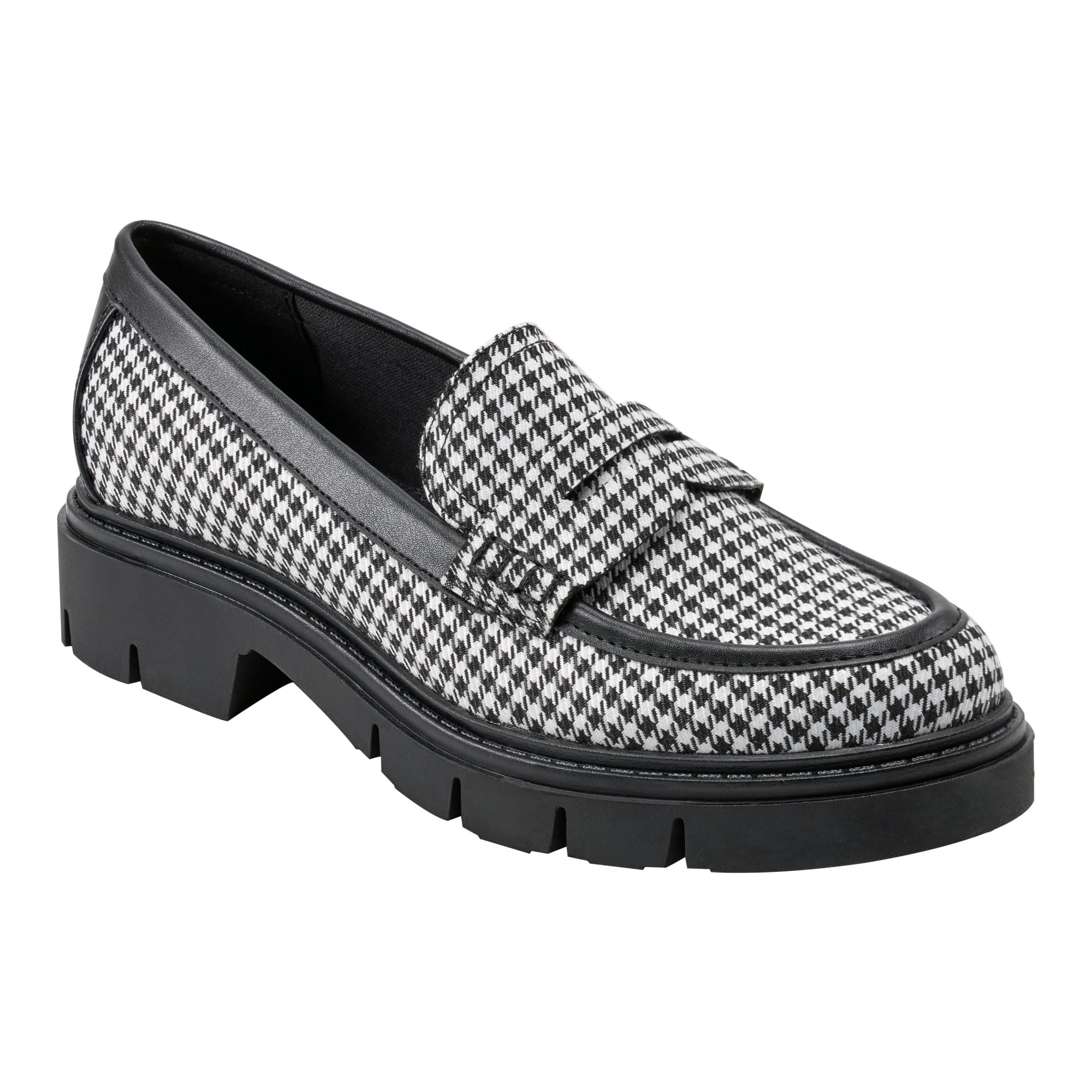 Marc Fisher Women’s Cube Loafer, Black/White Houndstooth 001, 5