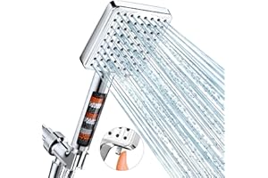 MakeFit Filtered Shower Head - 6 Modes High Pressure Handheld Shower Head with Filter Mineral Beads, Detachable Handheld Showerhead Set with Stainless Steel Hose and Shower Arm Bracket
