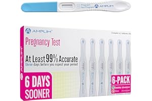 AMPLIM HCG Early Detection Pregnancy Test Bulk Stick – 6-Days Sooner, Extra Sensitive 10 MIU/mL, Midstream – Mom 2-Sec Easy Home Tests, 99.99% Accurate Pregnant Test Result (6 Pack)
