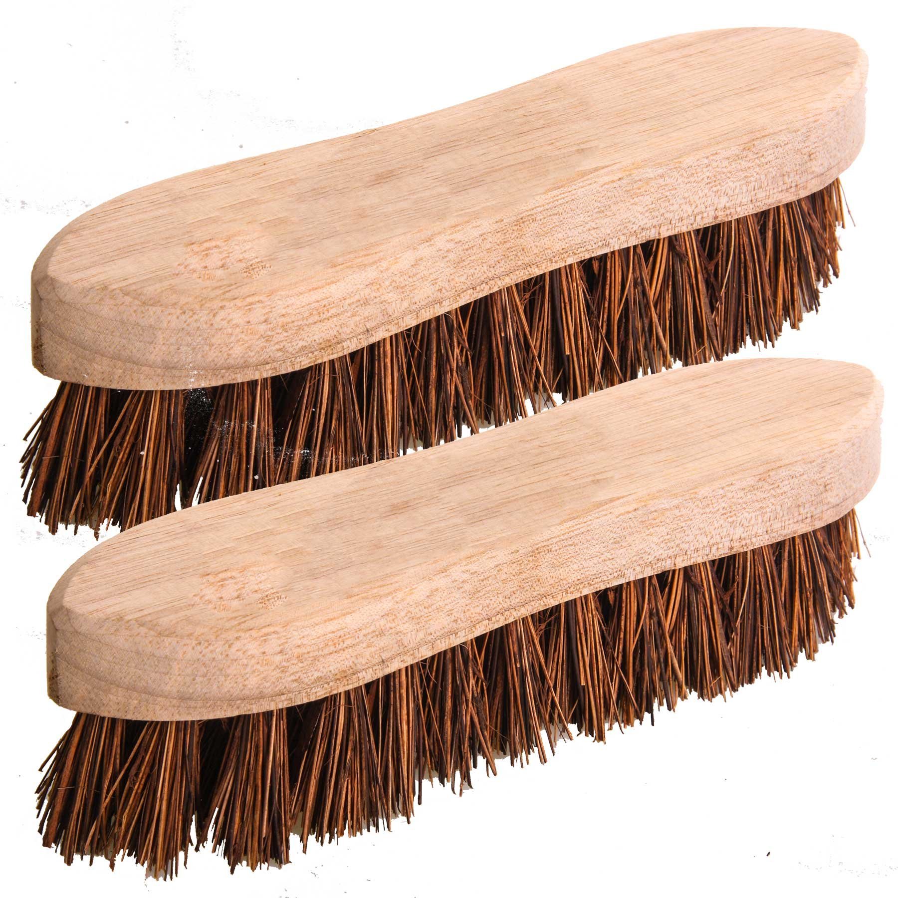 2 x Traditional Floor Scrubbing Brushes Hard Bristle 8" (200mm) Wooden Hand Deck