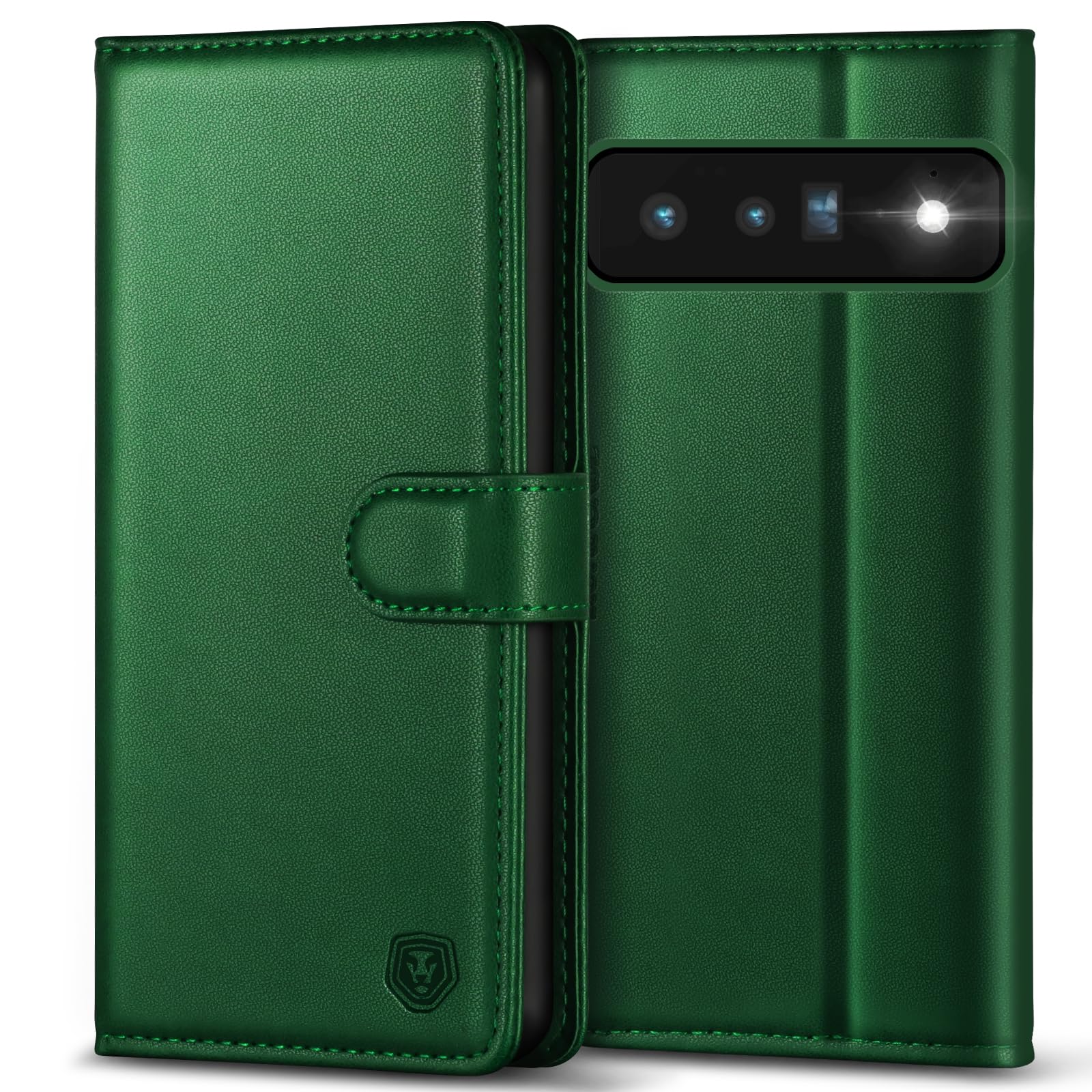 Kuafcase for Google Pixel 6 Pro Case, Wallet Leather Flip Case with 4 Card Slots Magnetic Closure Kickstand Shockproof Protective Phone Case for Google Pixel 6 Pro - Dark Green — image 1
