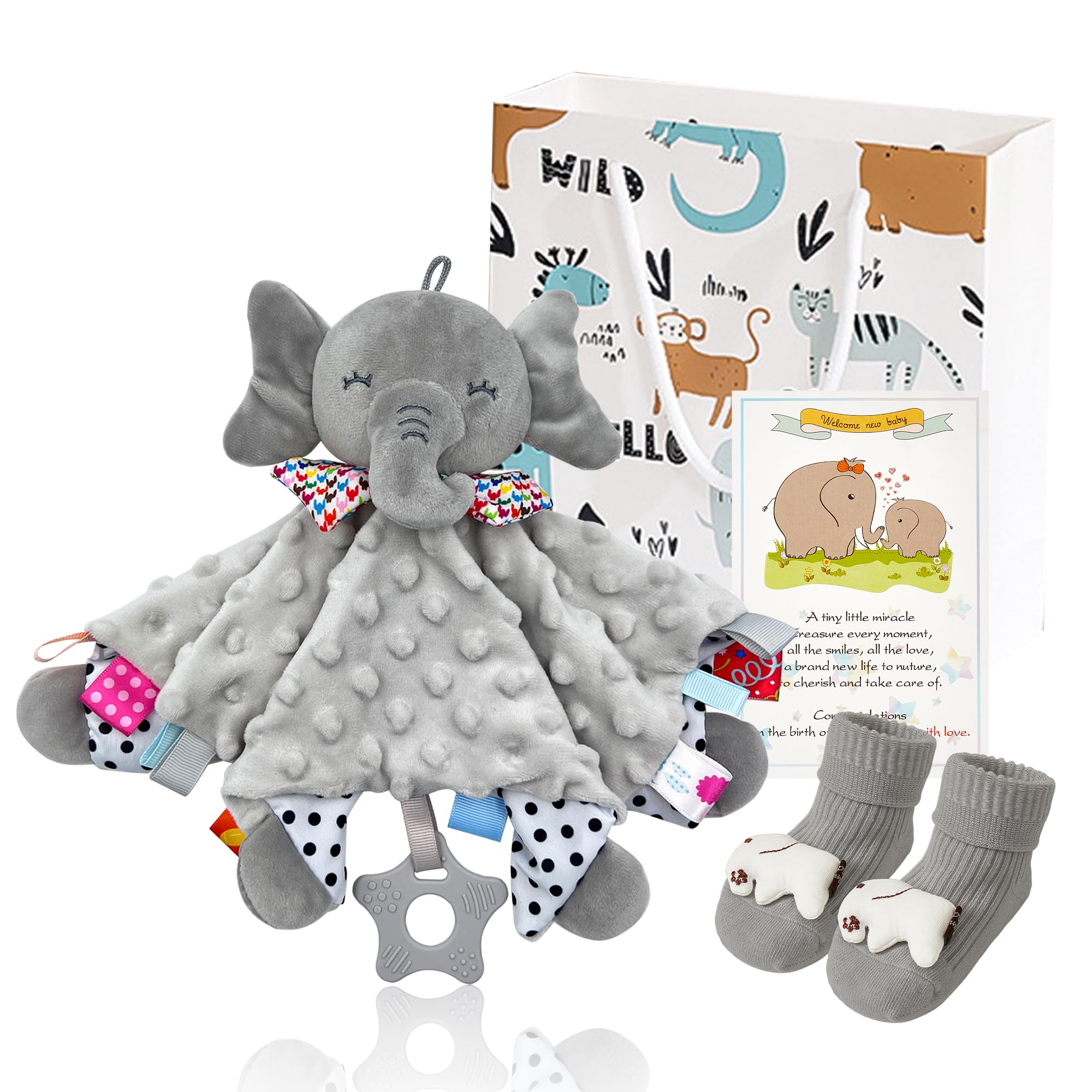 UNMOT Baby Gifts Set, Unisex New Born Gift Sets with Baby Comforters Blankets and Unique Socks for New Girl Boy or Mommy to be — image 1