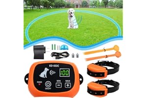 Wireless Dog Fence Electric Training Collar 2in1,Vibrate/Shock Dog Fence, Adjustable Control Range, Waterproof Rechargeable C