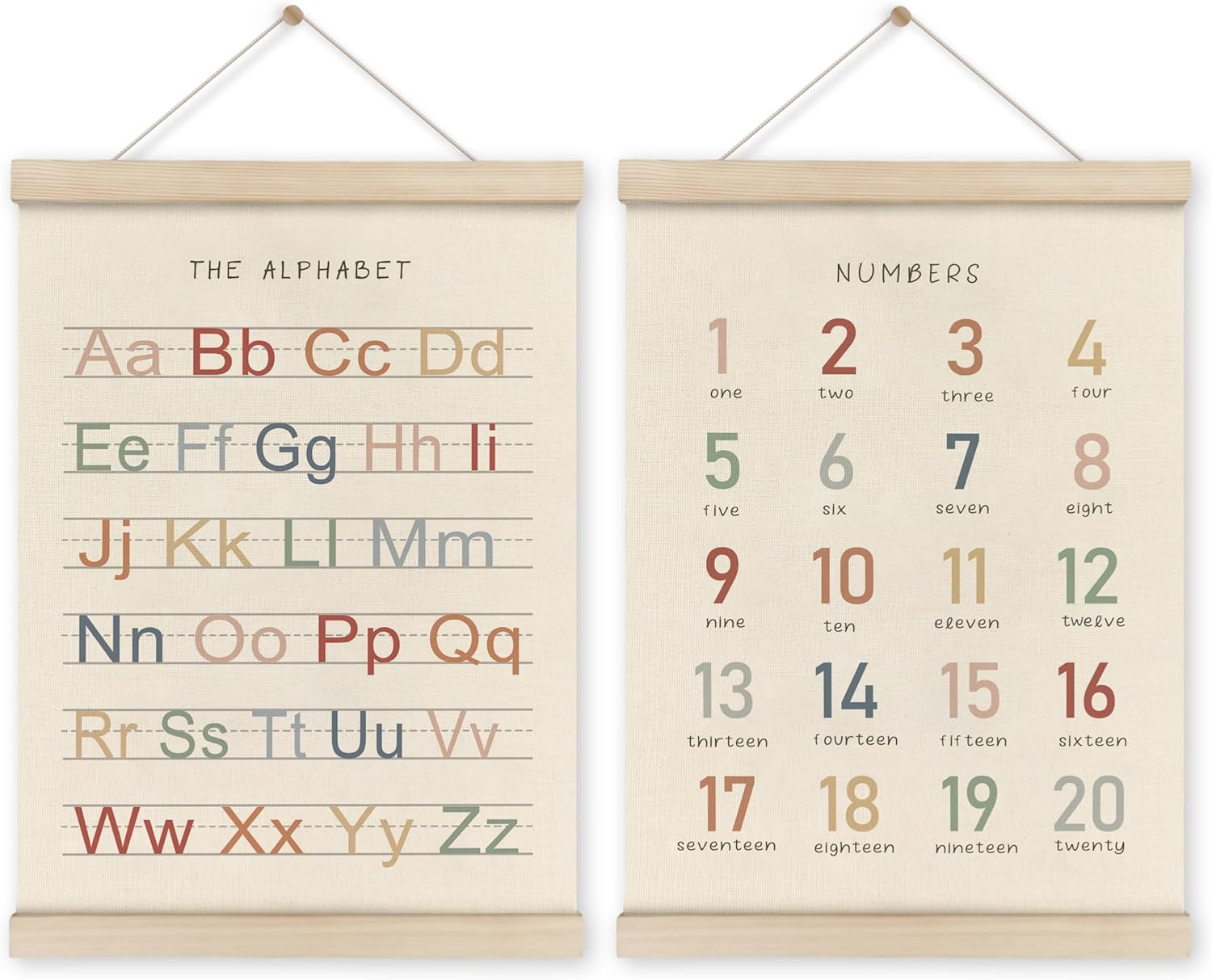 Wall Décor - HRQKO Alphabet Numbers Poster Hanger Frame Set of 2, Nursery Wall Decor, ABC Banner Poster Wall Art with Wooden Frames, Alphabet Banner Wall Hanging Decor for Toddler Playroom Nursery, 12x16 Inch4.9 out of 5 stars 74$23.59