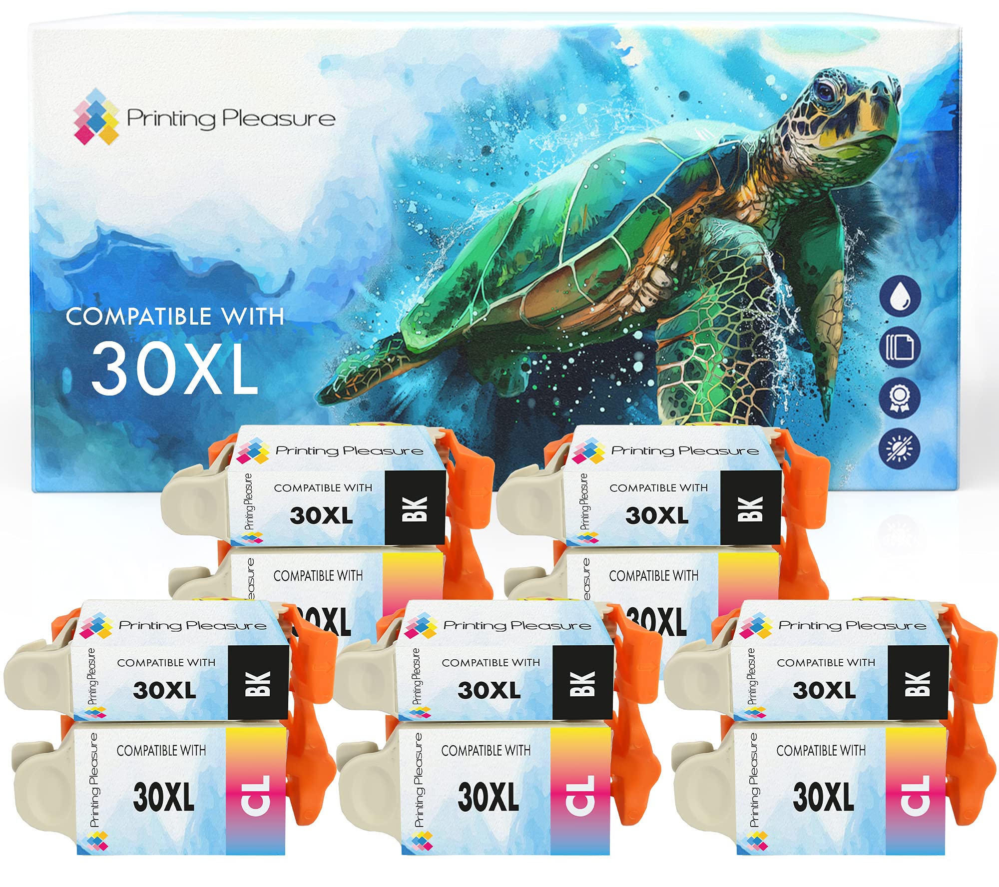 30XL Ink Cartridges,High Capacity Non Oem replacement Compatible for Kodak ESP C100,C110,C115,C300,C310,C315,C330,C360,1.2,3.2,3.2S,Office 2100,2150,2170 AIO,Hero 2.2,3.1,4.2,5.1(5 SETS)