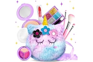 ULOVEME Kids Washable Makeup Kit for Girls 4-6 with Small Coin Purse(5.5x5.25in) - Real, Non Toxic Make Up Toy Gift- Umicorn 