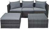 EVRE Malaga Outdoor Rattan Garden Furniture Set Grey with Glass Coffee Table view 2