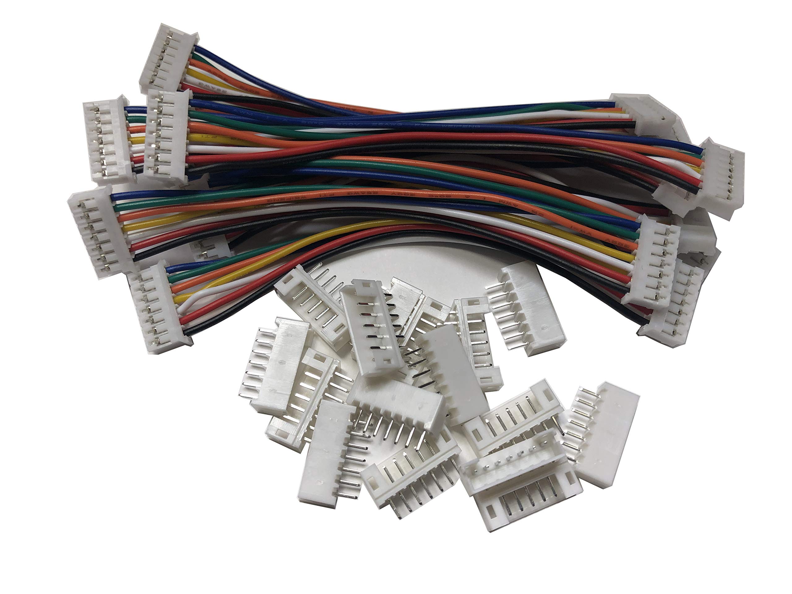 Photo 1 of 8 PCS 7 PIN JST PH Female Connector on Both Side - 100mm 1007 26 AWG & 16 PCS 7 PIN JST PH Male Connector