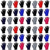 48 Pairs Winter Magic Gloves, Bulk Warm Brushed Interior, Stretchy Assorted Mens Womens