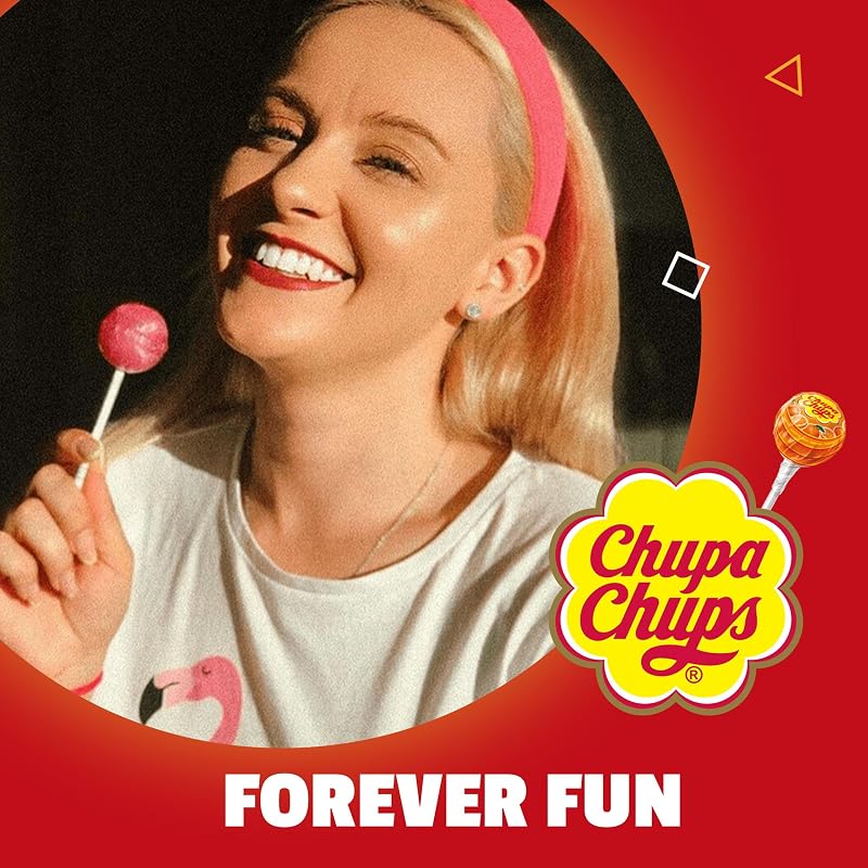 Chupa chups caramel original com bulho, de sabores variados, 120 x 12g