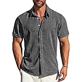 MAPICK Men's Linen Shirts Short Sleeve Button Down Casual Shirt Business Dress Clothing Beach Fashion Summer Tops