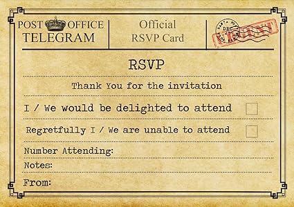 Vintage Telegramma Macchina Personalizzato Rsvp 60 Rsvp Cards Amazon It Cancelleria E Prodotti Per Ufficio