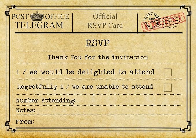Vintage Telegramma Macchina Personalizzato Rsvp 60 Rsvp Cards Amazon It Cancelleria E Prodotti Per Ufficio