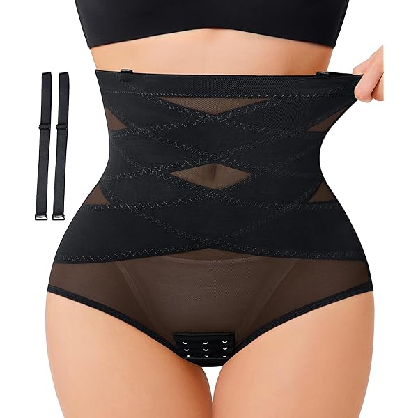 Mutanda Modellante Vita Alta Donna - Body Shaper Con Controllo Pancia, Nero/Avorio, Taglia Regolare