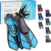 Greatever Snorkel Fins, Travel Size Short Flippers for Snorkel Swim Diving | Snorkeling Gear For Adults Kids Adjustable Swim Fins Flexible Open Heel Lightweight Scuba Diving Fins for Men Women