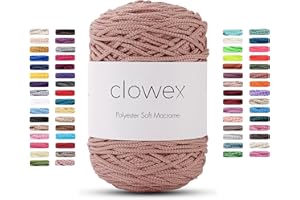 Clowex Polyester Soft Macrame Cord 2.5-3mm, 191 Yards x 1/9 inc Turkish Polyester Rope, Braided Macrame Yarn for DIY Crafts, Plant Hanger, Wall Hanging, Macrame Bag, 1722-Dusty Rose