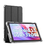 IWEGGO Android 15 Tablet with Case, 7 Inch 8GB RAM+32GB ROM/ 1TB Expandable Computer, 5MP Camera Tablets, 1.6Ghz Quad-core Processor, 3000mAH Battery Tablet PC, 5G WiFi, Games 7'' Android Laptop Black