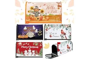 Fall Halloween Christmas Mailbox Covers - 4Pcs Luvsweets Seasonal Mailbox Covers Magnetic Standard Size, Watercolor Autumn Winter Mail Post Box Wraps for Holiday Garden Yard Decor, 20x18 Inches