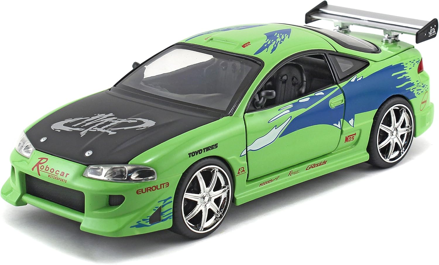 FAST & FURIOUS 1995 MITSUBISHI ECLIPSE 1:24 SCALE DIE-CAST REPLICA CAR, Multi-coloured, 20 cm