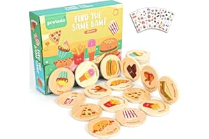 Protado Wooden Match Memory Game for Kids, 24Pc Memory Matching Cards with 5Pc Tattoo Stickers, Educational Memory Matching Game for Pre-Kindergarten Early Learning Development Kids (Delicacy)
