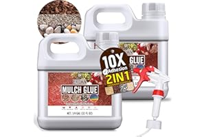 Mulch Glue - 64oz / 0.5 Gallon Brown Mulch Dye & Glue Gravel Binder Landscape Adhesive with Applicator for Landscaping Covers