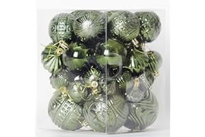 SENJIE Christmas Ornaments Set with 36pcs Shatterproof Christmas Tree Decorations Multi-Size Christmas Ball Ornaments with 7 Styles Dark Green