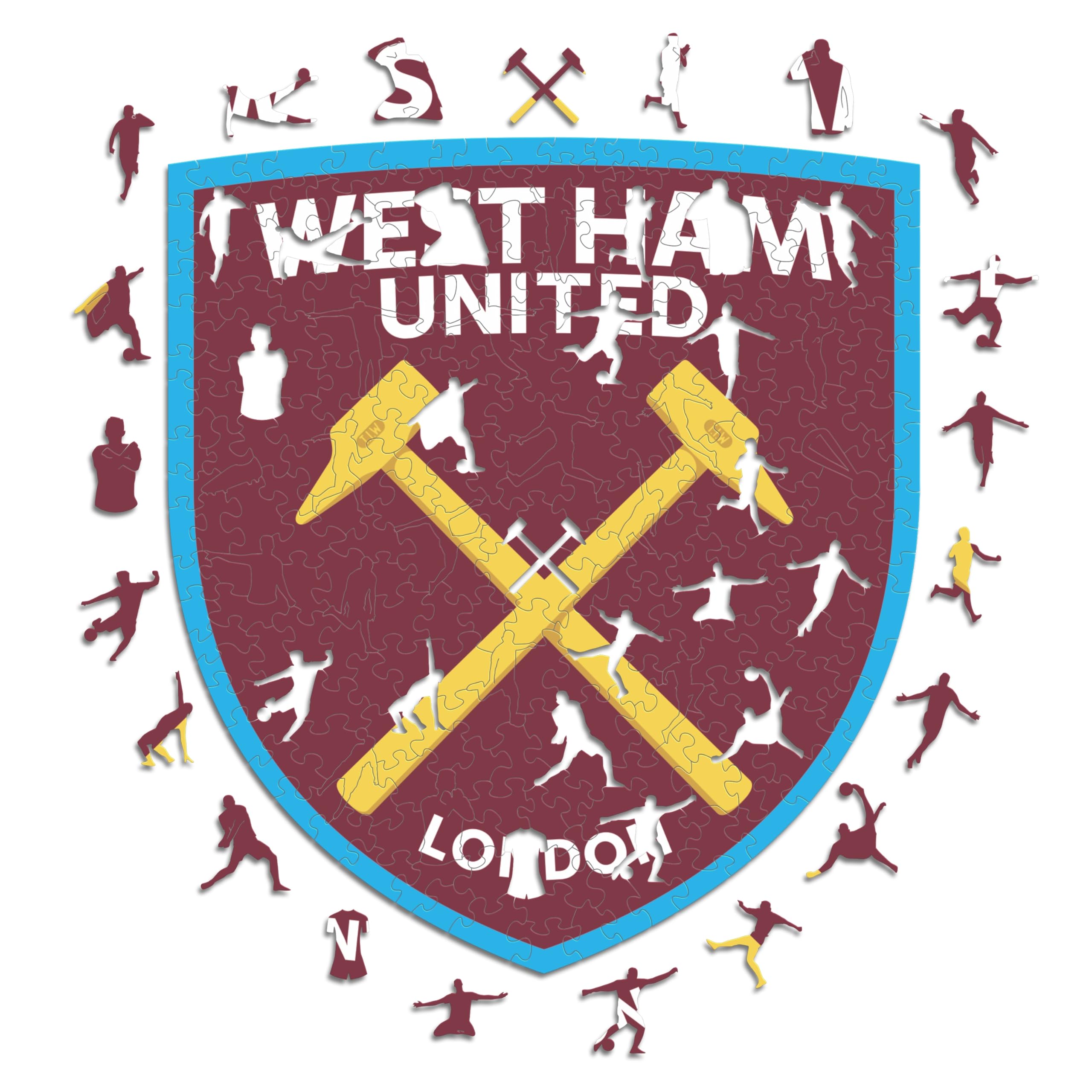 Iconic Puzzles - West Ham, Logo, 100% eco-sustainable wooden puzzle with official license, size S, 150 pieces — image 1