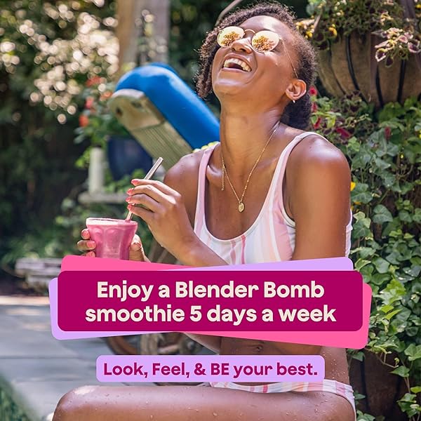 THE BOMB CO. BLENDER BOMB, GET UP & GOJI, SUPERFOOD SMOOTHIE MIX WITH GOJI BERRIES, HEMP, FLAX, CHIA SEEDS & AMINO ACIDS, GLUTEN FREE, HIGH FIBER, 10 SERVINGS