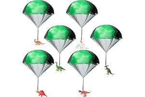 CPicdn 6Pcs Dinosaur Parachute Toys for Kids - Tangle Tree Hand Throwing Toy Parachute Flying Toy for Family Outdoor Game Activities - Fun Hand Throw Dinosaur Paratrooper Toy Flying Gifts for Boy Girl