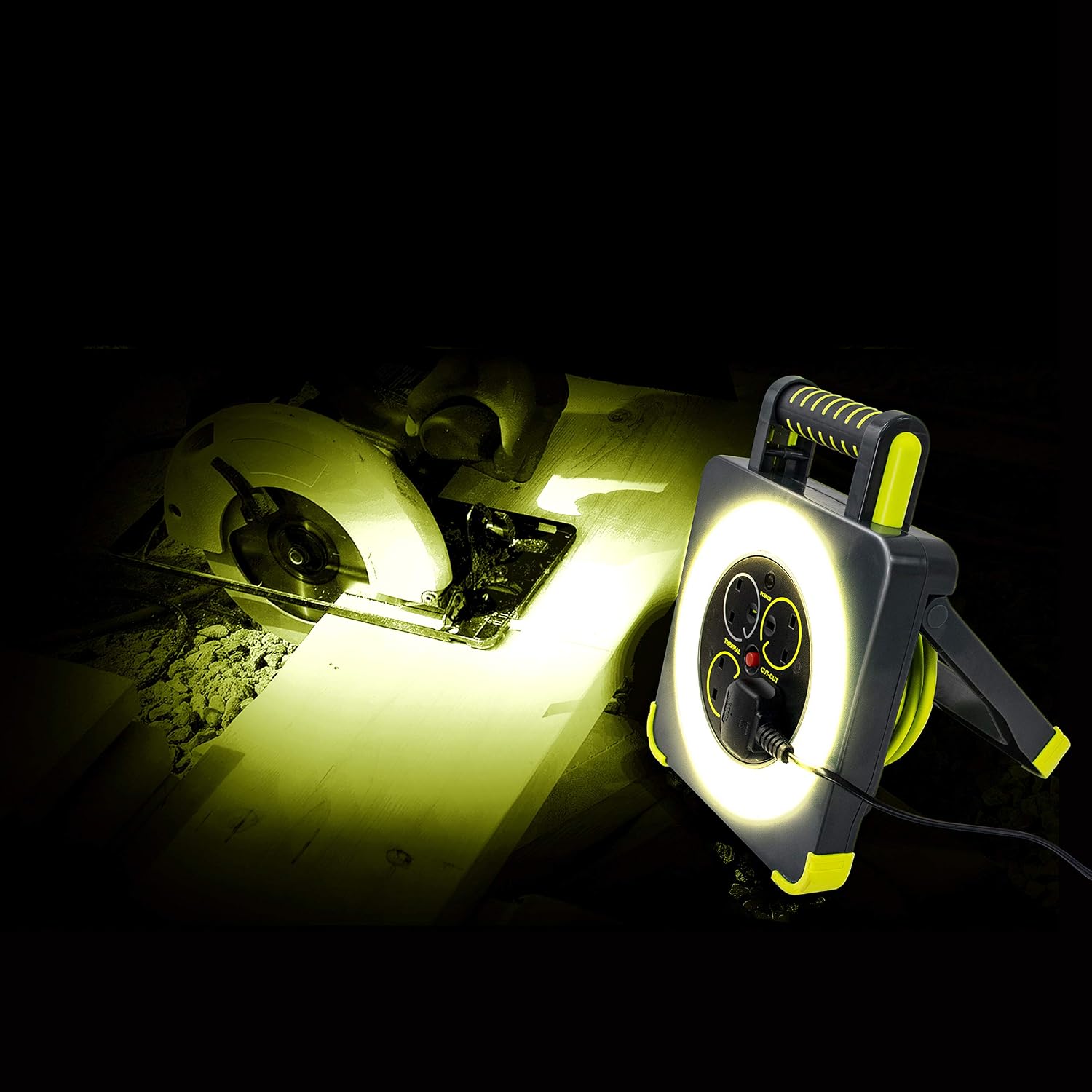 Masterplug WLU05134SL-PX Pro-XT Four Socket LED Work Light Extension Reel with Fold Out Stand - Image 3