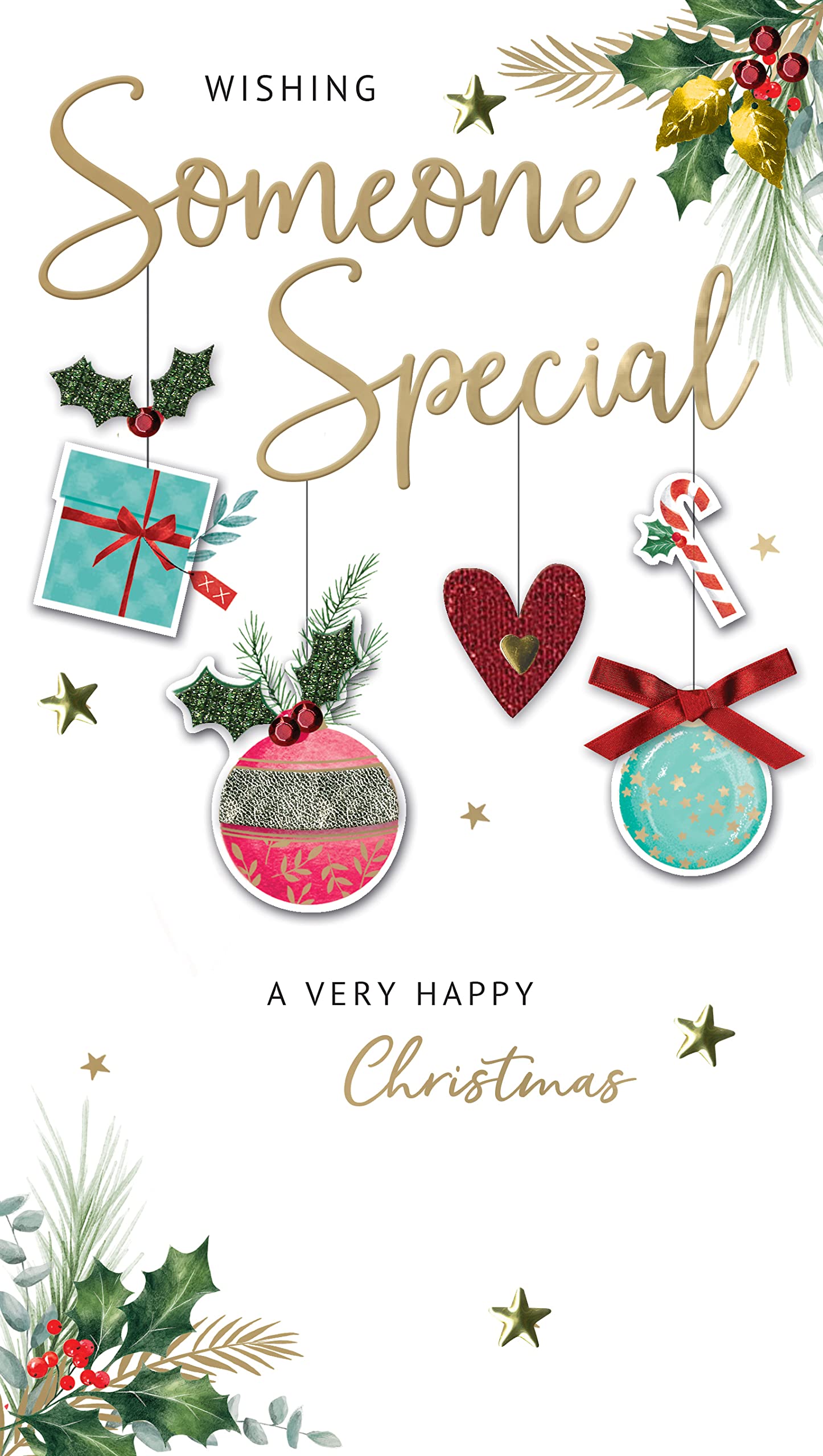 Wishing Someone Special Embellished Christmas Card Hand-Finished Champagne Cards XCDC403